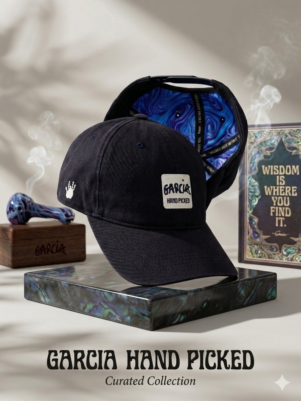 Jerry Garcia Hand Picked Official Cannabis Brand Snapback Hat Tie Dye Lining
​